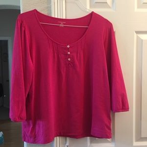 Lands' End 3/4 sleeve cotton blend top XL
